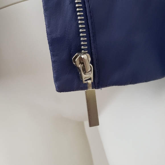 Guillaume Purple Blue Leather Jacket - Picture 6 of 6